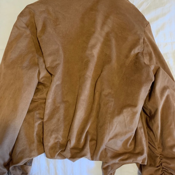 POETRY Faux Suede Caramel Jacket | Size Large - Picture 9 of 11